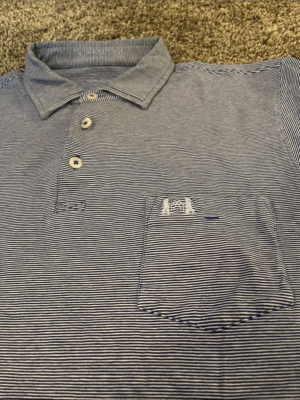 National golf Links of America! Men's Striped Pocket Polo Shirt - Navy /White. M - Picture 5 of 7